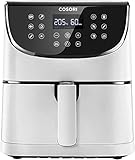 COSORI Freidora de Aire Duradera 5,5L Air Fryer 1700W, Tecnología Rapid Air, 55% Menos Energía, 13 Automáticos Modos,Uso Fácil, LED Panel Táctil, Acero Inox Interior, Hasta 205ºC y 60 Min, Blanca