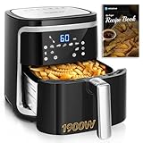 Aigostar Cube - Freidora de aire XXL, 1900W, 7L Air fryer. Libro de recetas incluido, panel LED táctil. Doble uso: con cesta o cajón. 7 funciones preestablecidas + mantener caliente, Sin BPA.