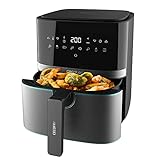 Cecotec Freidora sin Aceite de 5,5 L de Aire Caliente Cecofry Full InoxBlack 5500 Pro. 1700 W, Dietética y Digital, Panel Táctil, Acabados en Acero Inox, Tecnología PerfectCook, Termostato, 8 Modos