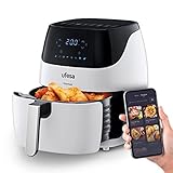 Ufesa AF5100 White Phantom Freidora de Aire sin Aceite con WIFI, 5L, Control Táctil Digital, 8 Programas, 1500W, APP con Recetario, Temperatura y Tiempo Regulable, Cubeta y Bandeja Anti-Adherentes