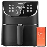 COSORI Freidora de Aire Inteligente 5,5L con-Wifi Air Fryer 1700W, Tecnología Rapid Air, 55% Menos Energía, 13 Modos, Uso Fácil, Panel Táctil, Hasta 205ºC y 60 Min, Acero Inox Interior, Libre de BPA