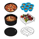 COSORI Accesorios para Freidora sin aceite 5.5L, Molde para respostería, Bandeja para pizza, Soporte de acero inoxidable, Rejilla multiusos, Estera de silicona, Molde de huevos, Sin BPA