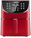 COSORI Freidora de Aire Práctica y Duradera 5,5L Air Fryer 1700W, Tecnología Rapid Air, 55% Menos Energía, 13 Automáticos Modos,Uso Fácil, Panel Táctil, Acero Inox Interior, Hasta 205ºC y 60 Min, Roja